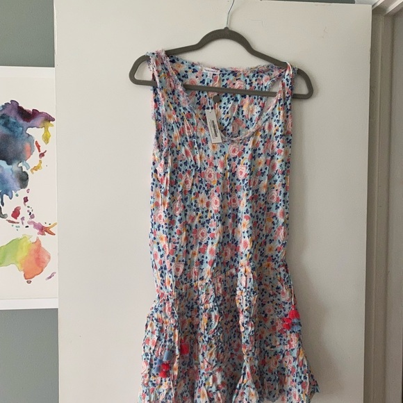 Poupette St. Barth Floral Mini Dress - Blue and Pink - Picture 3 of 12